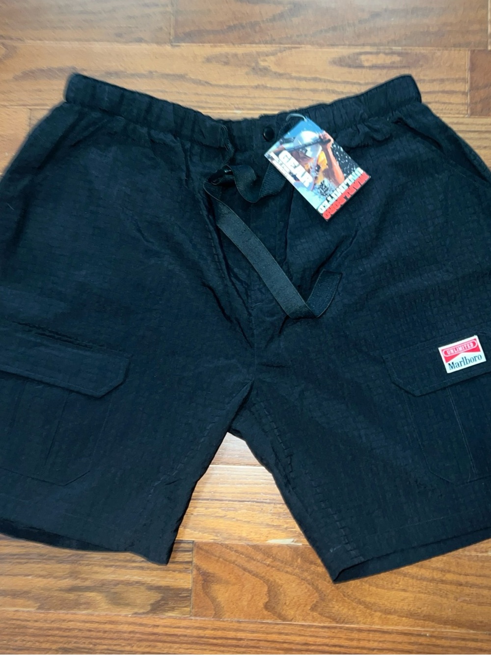 Marlboro Black Men's Swim/Cargo Shorts with Drawstring